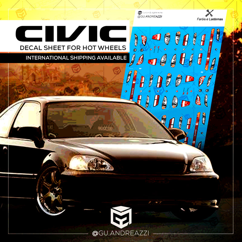 DTL003 - Honda Civic Detalhamentos - Decal 1/64