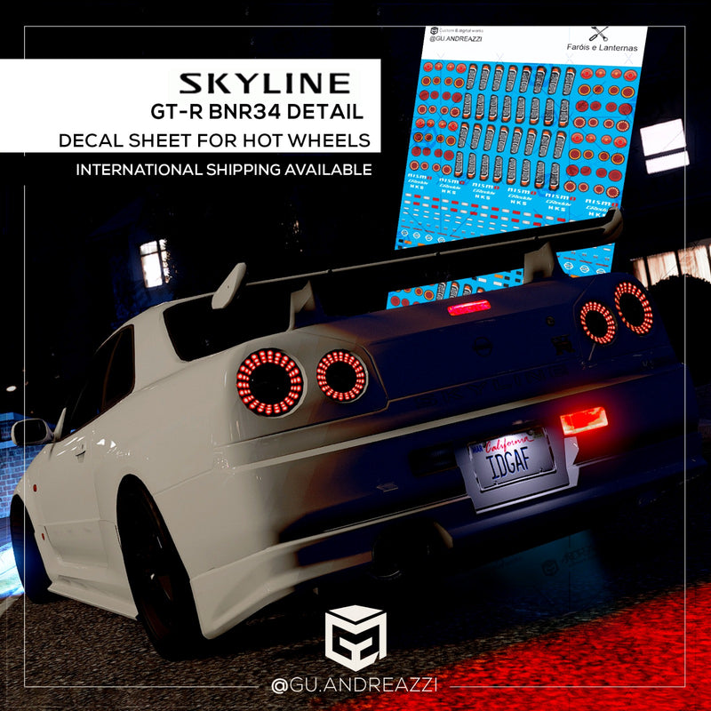 DTL104 - Skyline R34 Detalhamentos - Decal 1/64