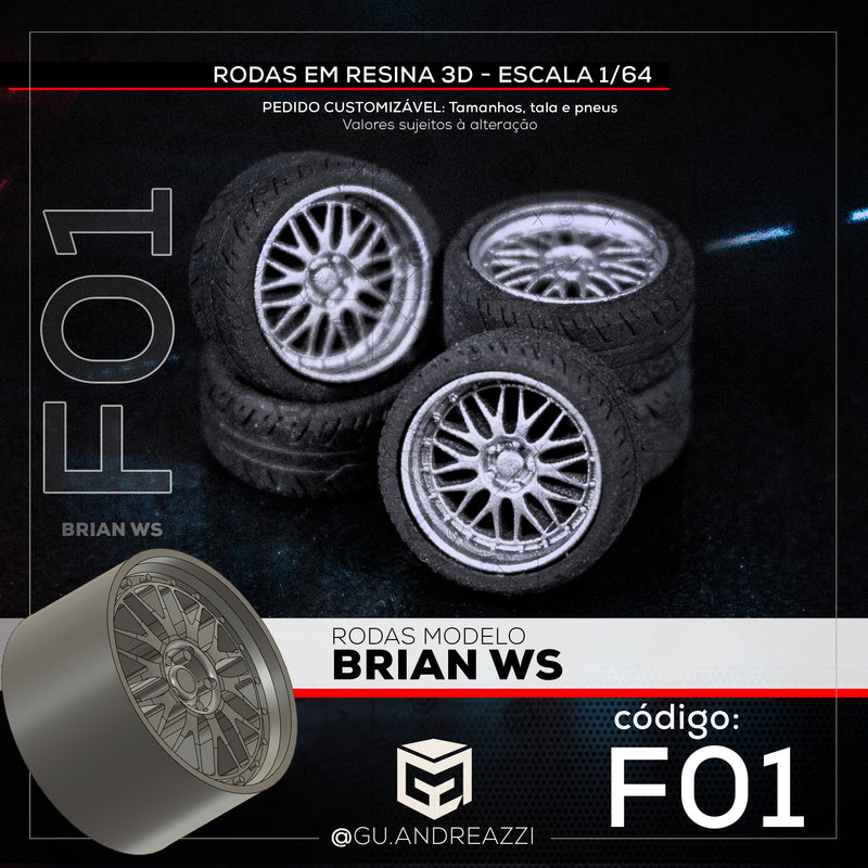 F01 - Brian WS - Rodas 3D  para 1/64