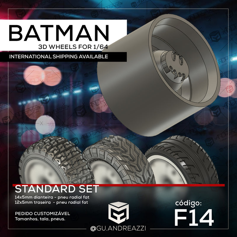 F14 - Batman - Rodas 3D  para 1/64