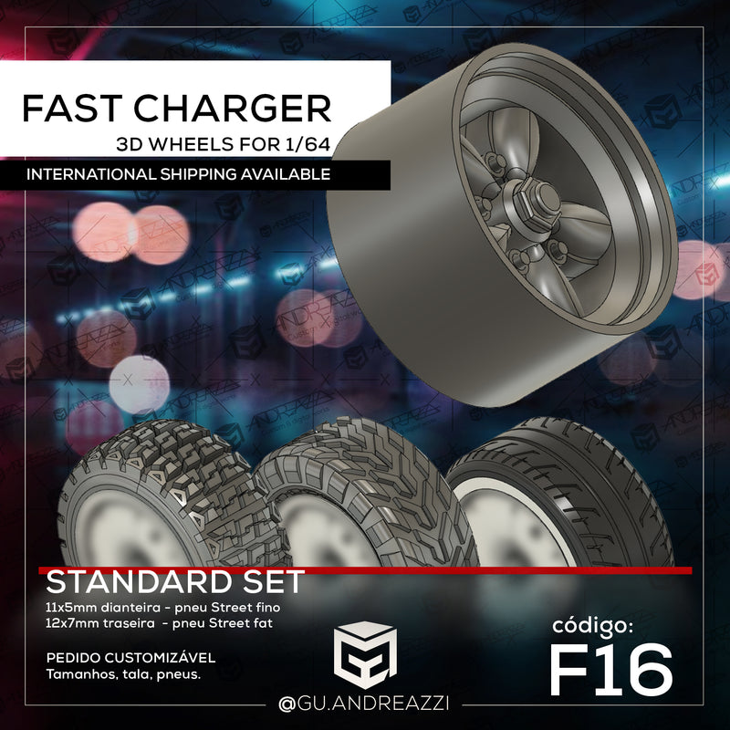 F16 - Fast Charger - Rodas 3D  para 1/64