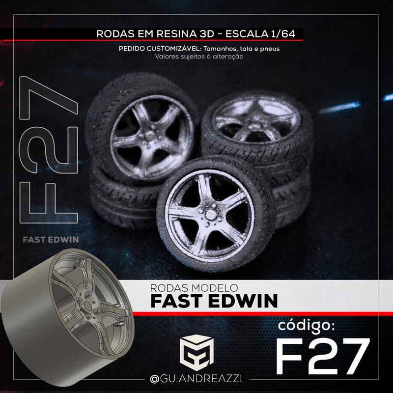 F27 - Fast Edwin - Rodas 3D  para 1/64