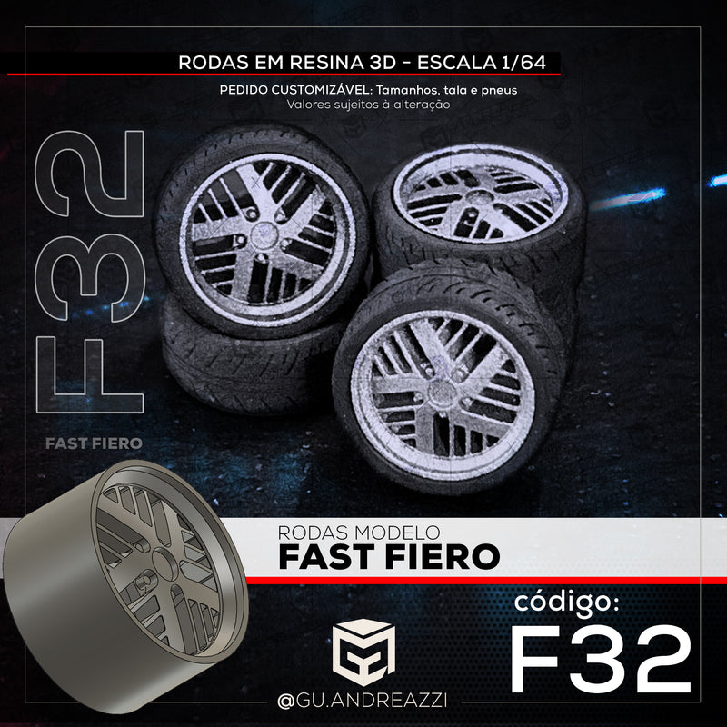 F32 - Fiero - Rodas 3D  para 1/64