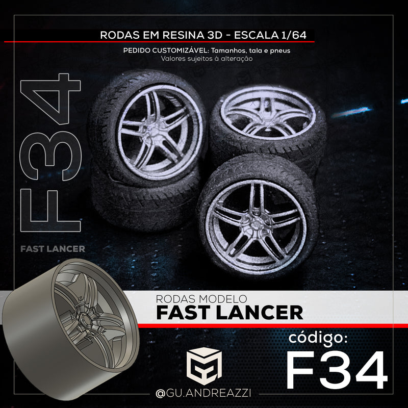 F34 - Fast Lancer - Rodas 3D  para 1/64