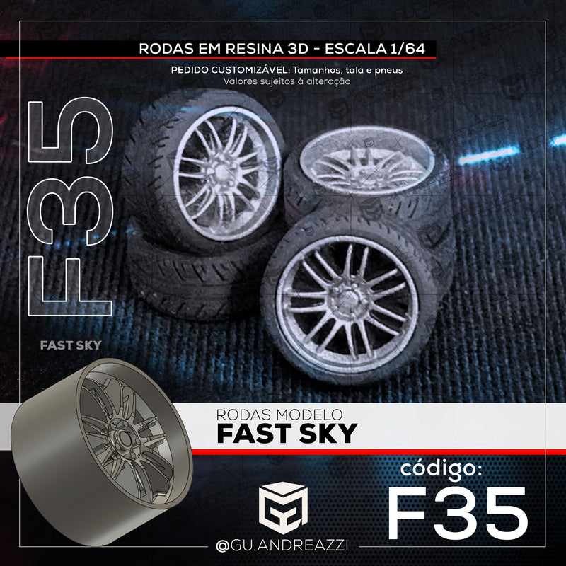 F35 - Fast Sky - Rodas 3D  para 1/64