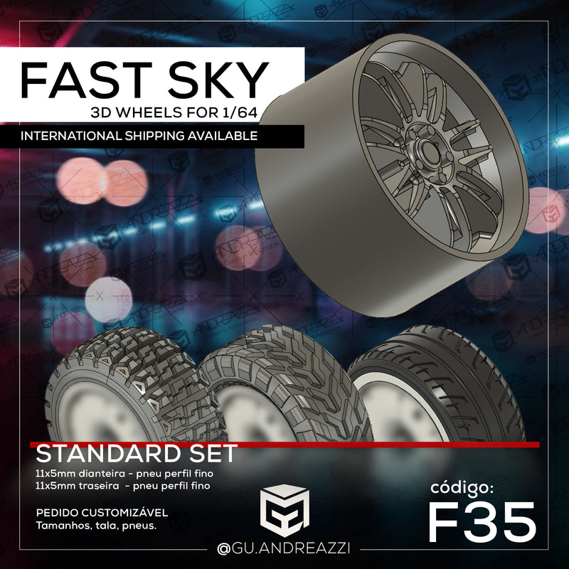 F35 - Fast Sky - Rodas 3D  para 1/64