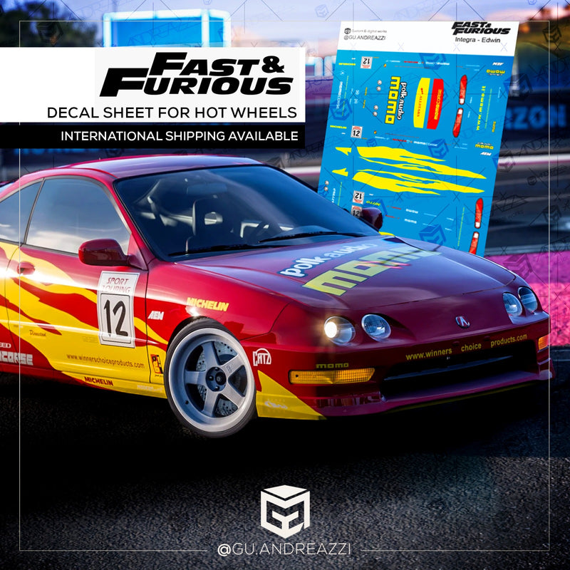 FAF103 - Integra Edwin Velozes e Furiosos - Decal 1/64