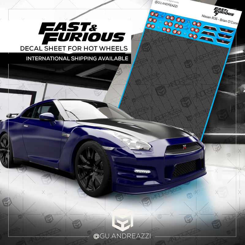 FAF702 - R35 Brian Velozes e Furiosos - Decal 1/64