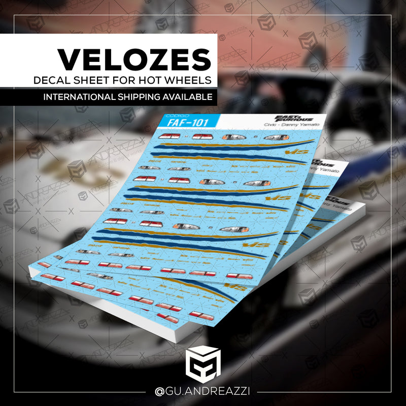 FAF101 - Civic Danny Velozes e Furiosos - Decal 1/64