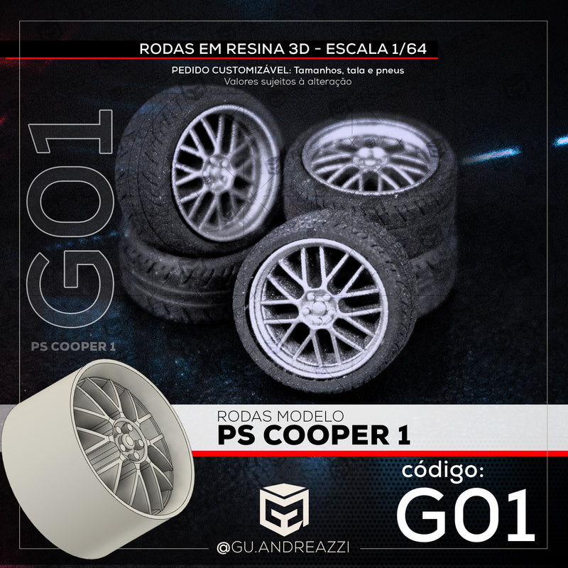 G01 - PS Cooper 1 - Rodas 3D  para 1/64