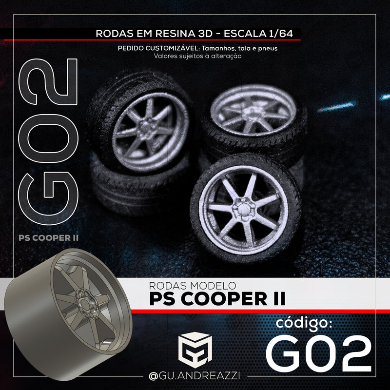 G02 - PS Cooper 2 - Rodas 3D  para 1/64