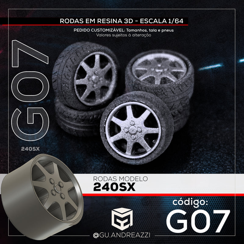 G07 - 240SX Back - Rodas 3D  para 1/64