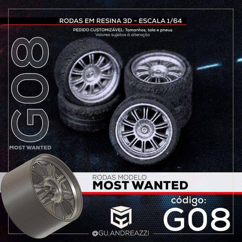 G08 - Most Wanted - Rodas 3D  para 1/64