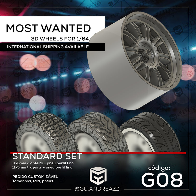 G08 - Most Wanted - Rodas 3D  para 1/64