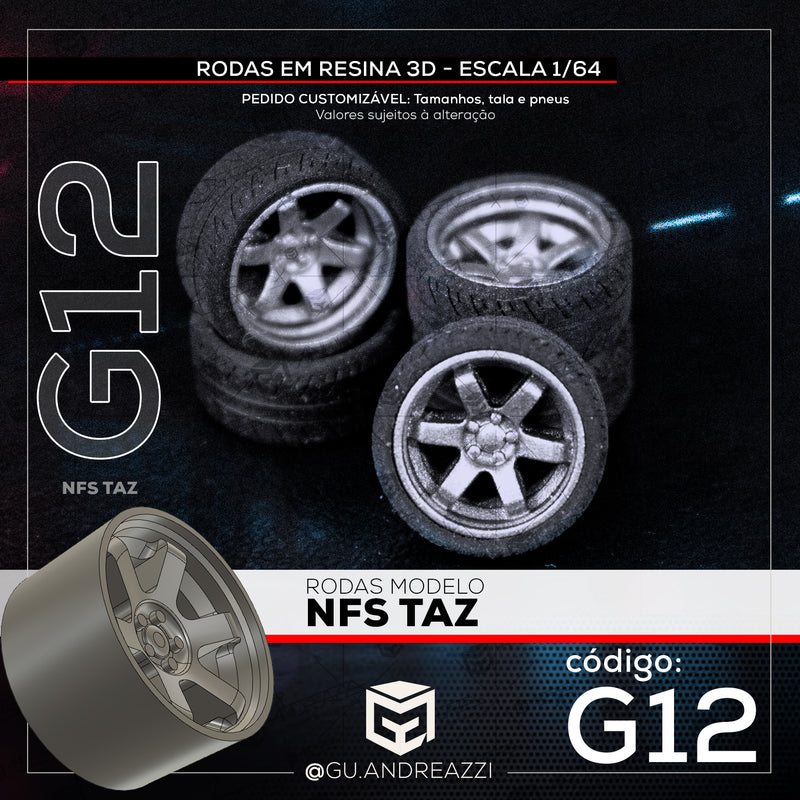 G12 - NFS Taz - Rodas 3D  para 1/64