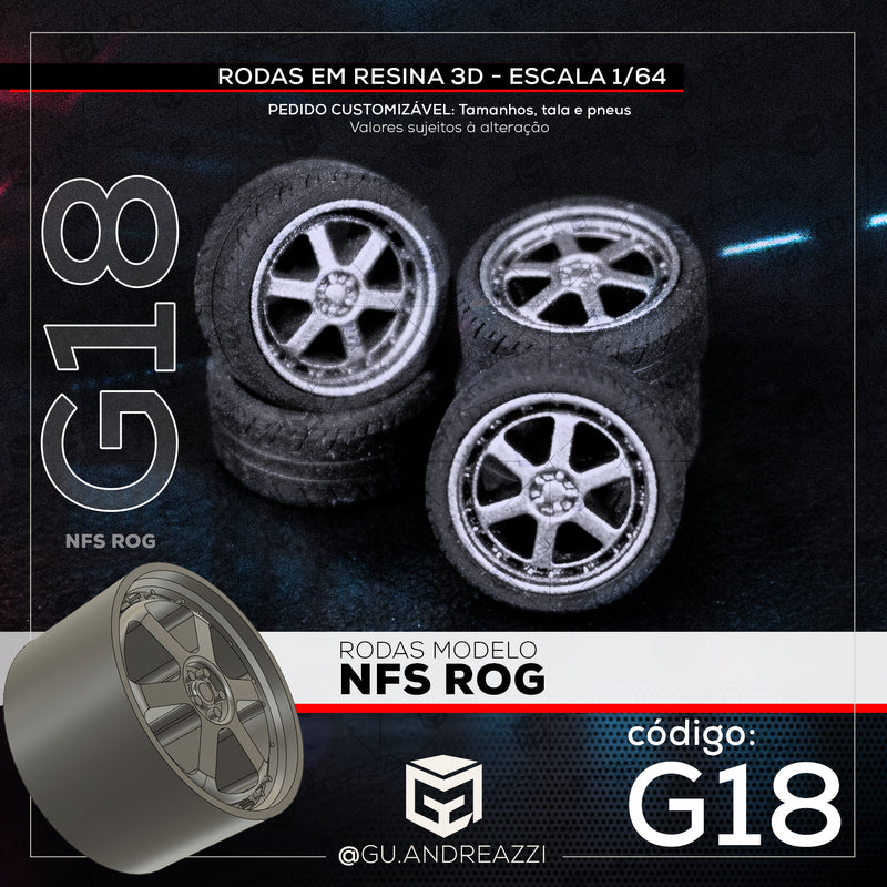 G18 - NFS Rog - Rodas 3D  para 1/64