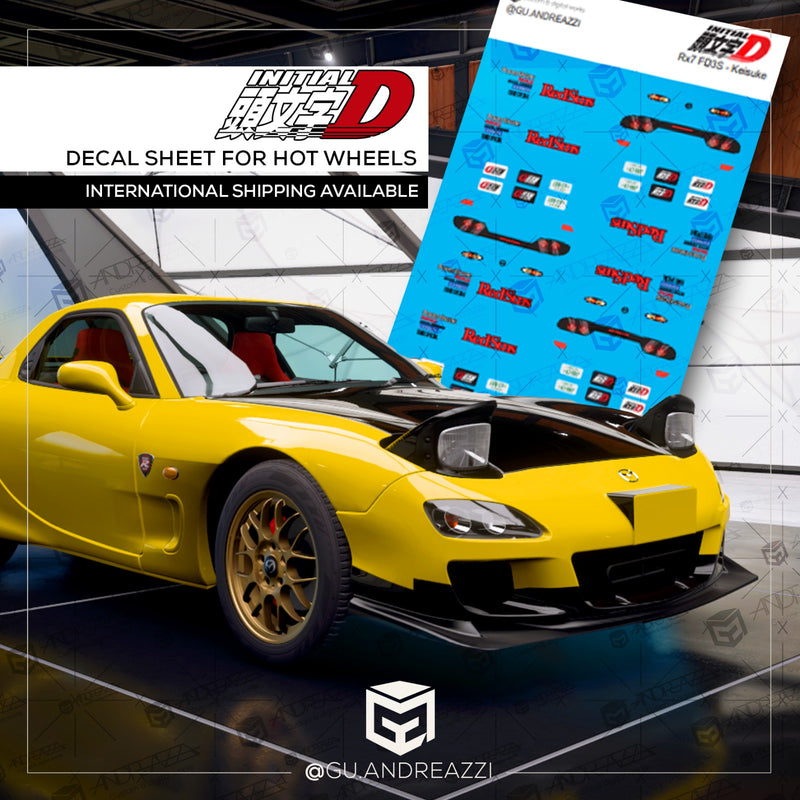 IND004 - Rx-7 Initial D Keisuke - Decal 1/64