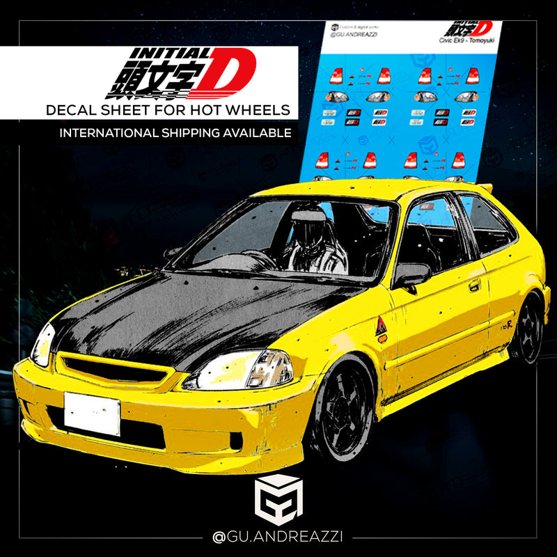 IND006 - Civic Initial D Tomoyuki - Decal 1/64