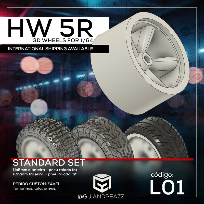 L01 - HW 5R - Rodas 3D  para 1/64