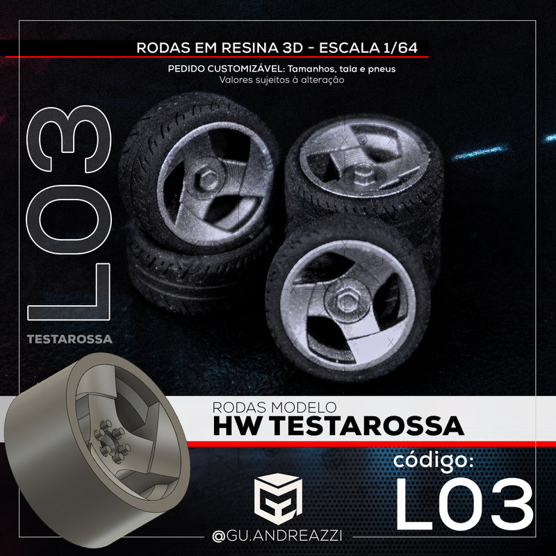 L03 - HW Testarossa - Rodas 3D  para 1/64