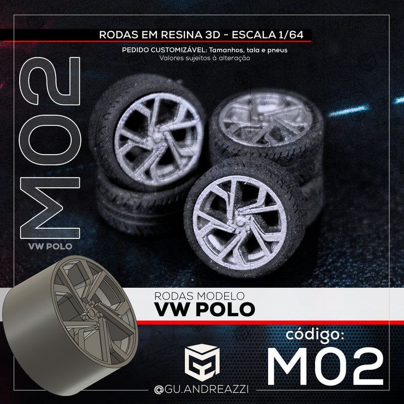 M02 - VW Polo - Rodas 3D  para 1/64