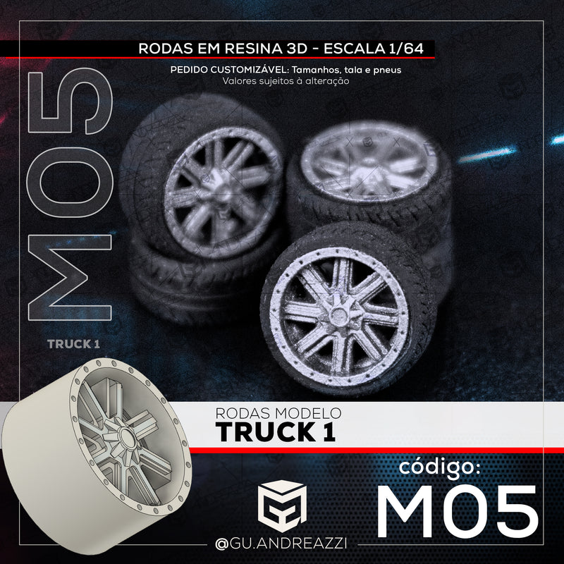 M05 - Truck - Rodas 3D  para 1/64