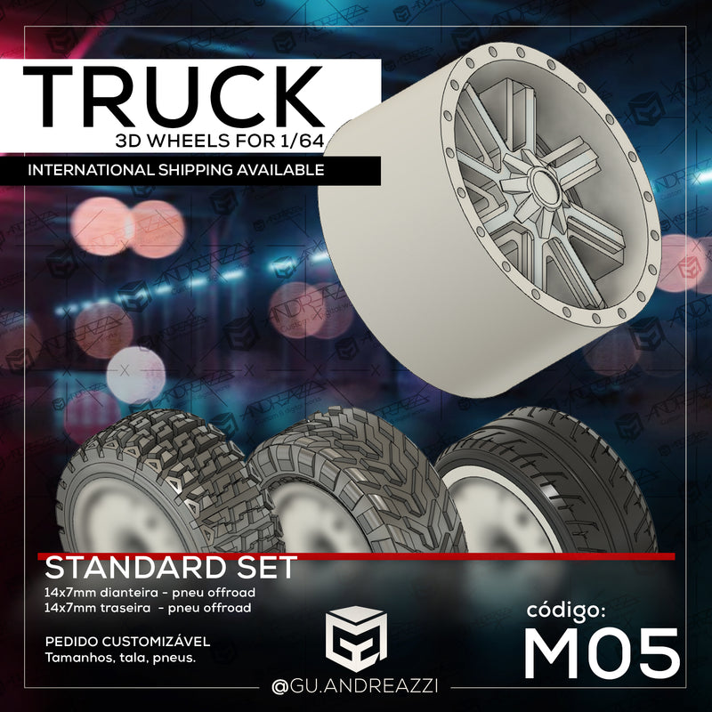 M05 - Truck - Rodas 3D  para 1/64