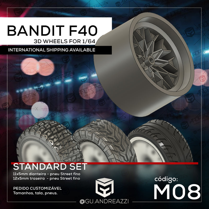 M08 - Bandit F40 - Rodas 3D  para 1/64