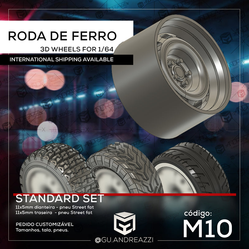 M10 - Roda de Ferro - Rodas 3D  para 1/64