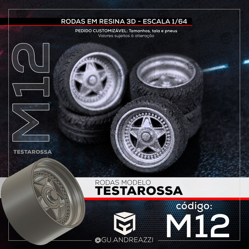 M12 - Testarossa - Rodas 3D  para 1/64