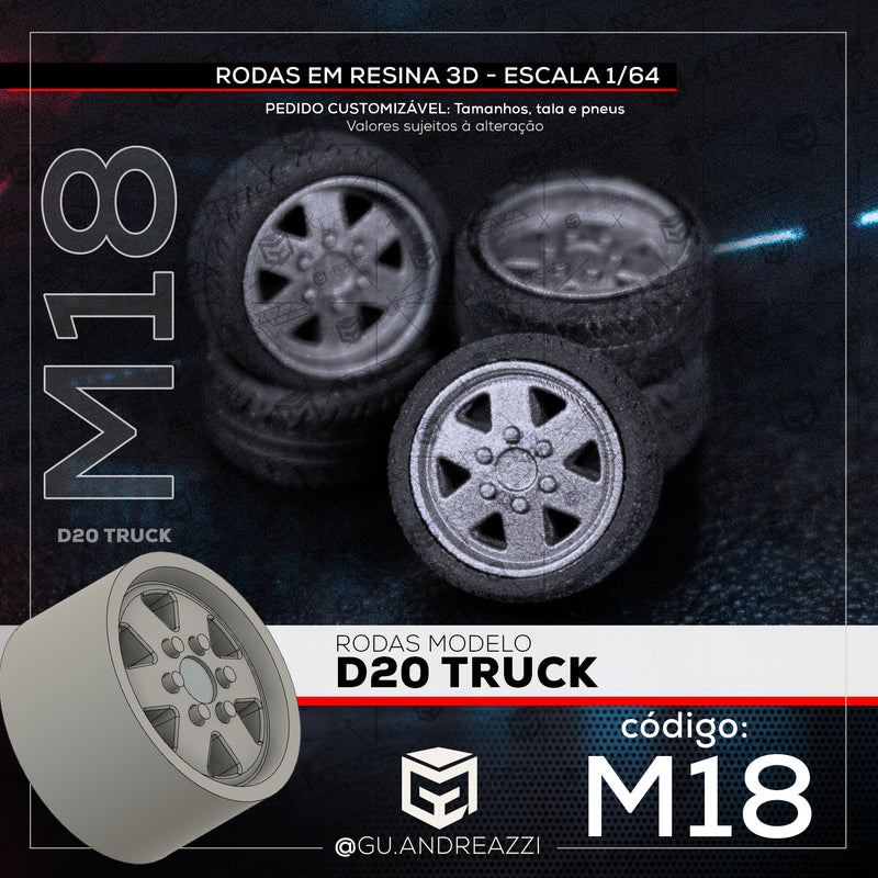 M18 - D-20 Truck - Rodas 3D  para 1/64