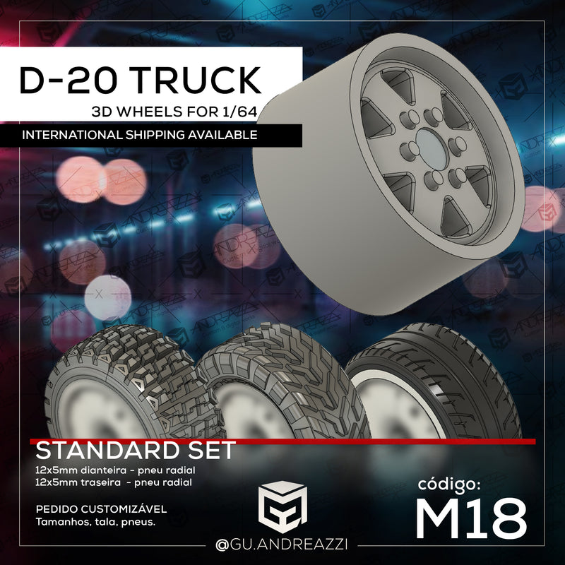 M18 - D-20 Truck - Rodas 3D  para 1/64