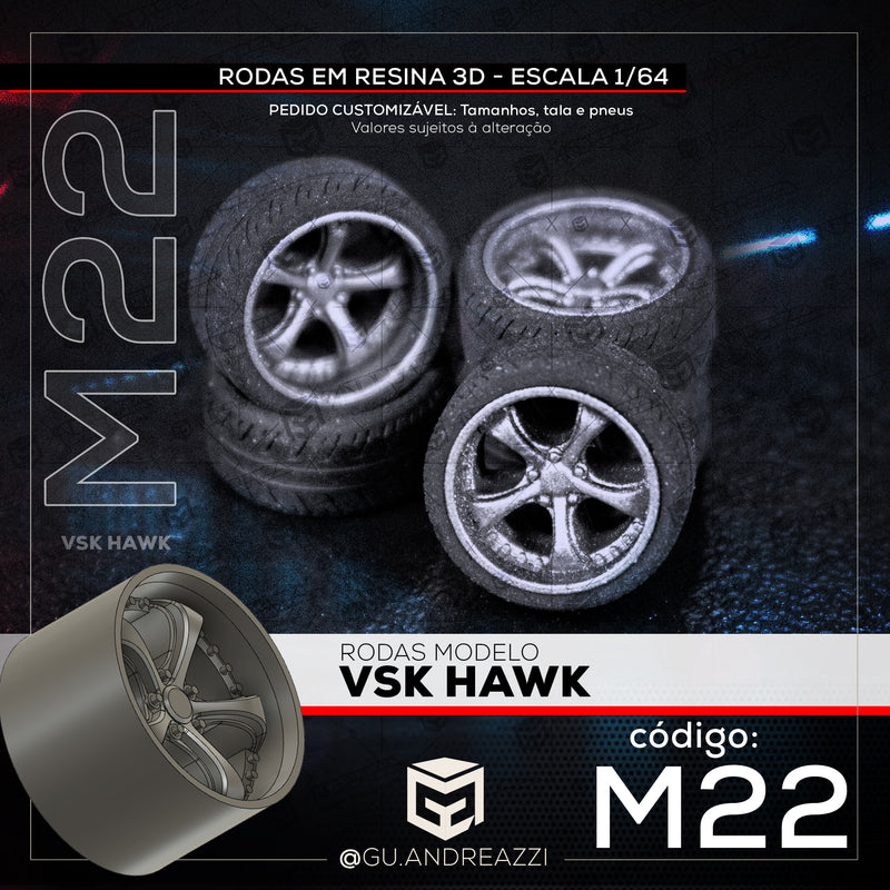 M22 - VSK Hawk - Rodas 3D  para 1/64