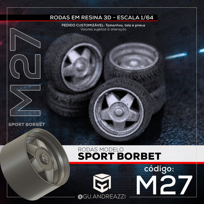 M27 - Sport Borbet - Rodas 3D  para 1/64