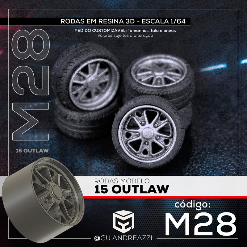 M28 - 15 Outlaw - Rodas 3D  para 1/64