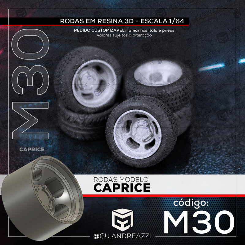 M30 - Caprice - Rodas 3D  para 1/64