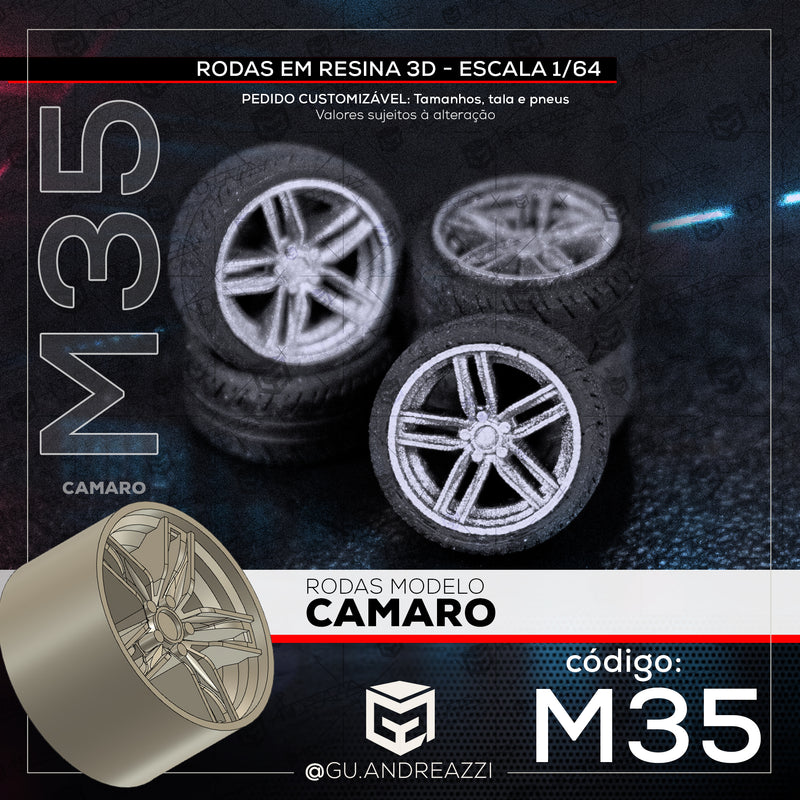 M35 - Camaro - Rodas 3D  para 1/64