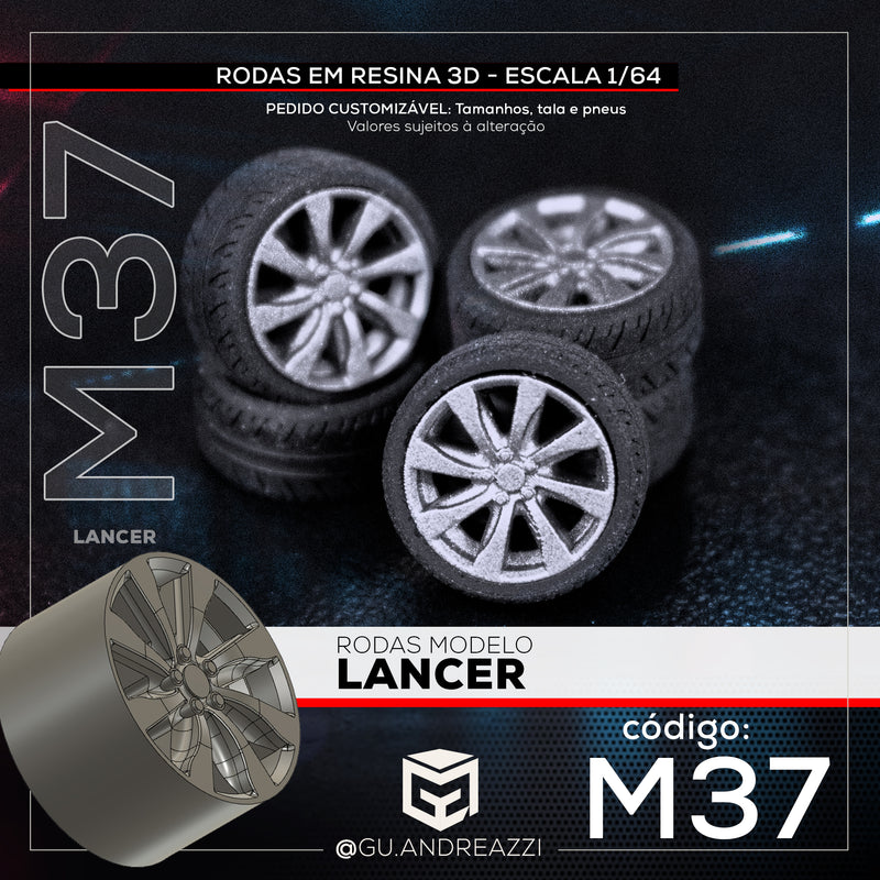 M37 - Lancer - Rodas 3D  para 1/64