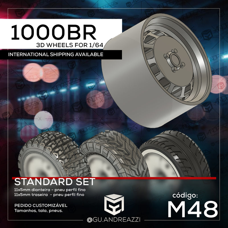 M48 - 1000BR - Rodas 3D  para 1/64