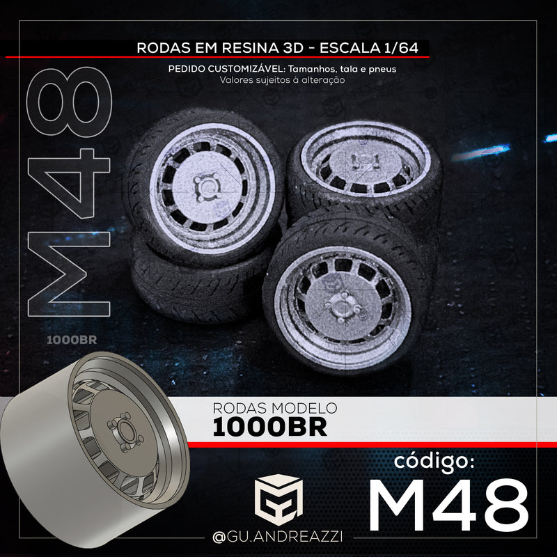 M48 - 1000BR - Rodas 3D  para 1/64