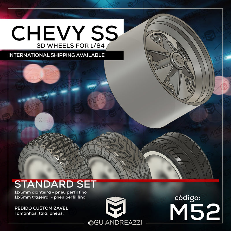 M52 - Chevy SS - Rodas 3D  para 1/64