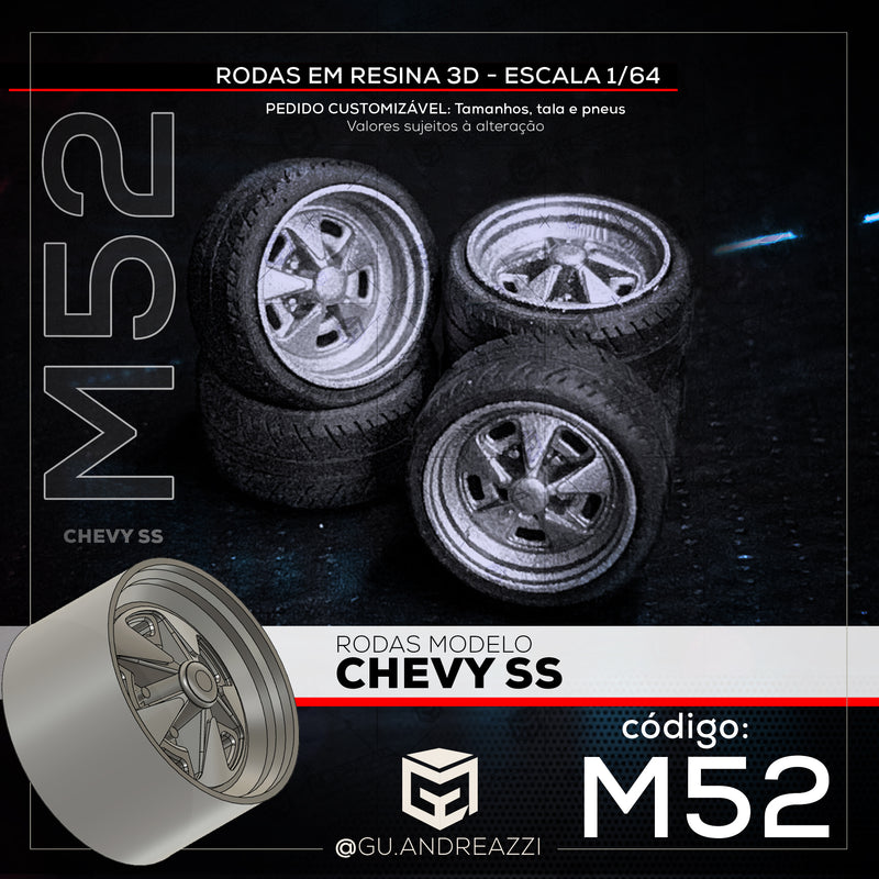 M52 - Chevy SS - Rodas 3D  para 1/64