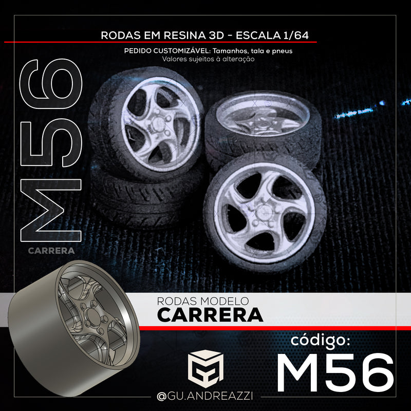 M56 - Carrera - Rodas 3D para 1/64