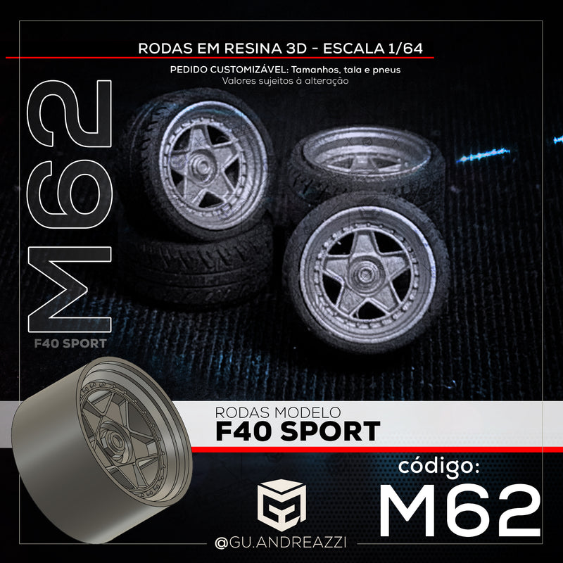 M62 - F40 Sport - Rodas 3D para 1/64