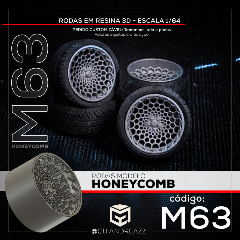 M63 - Honeycomb - Rodas 3D para 1/64