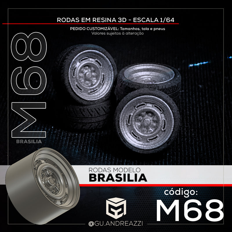 M68 - Brasilia - Rodas 3D para 1/64