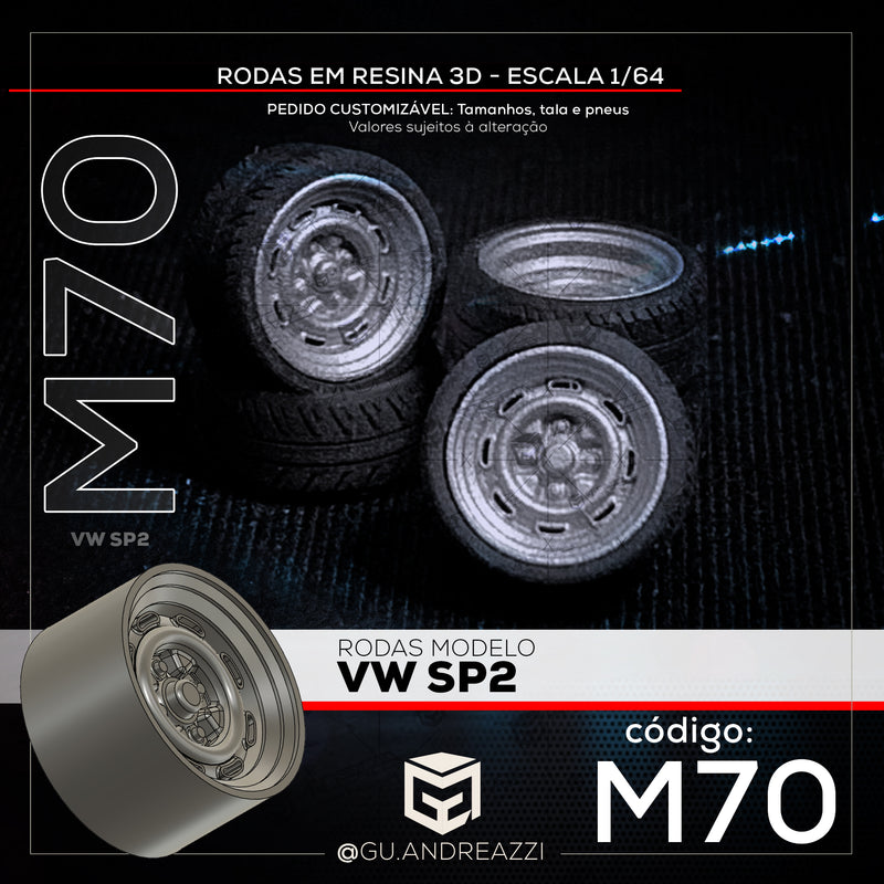 M70 - VW SP2 - Rodas 3D para 1/64