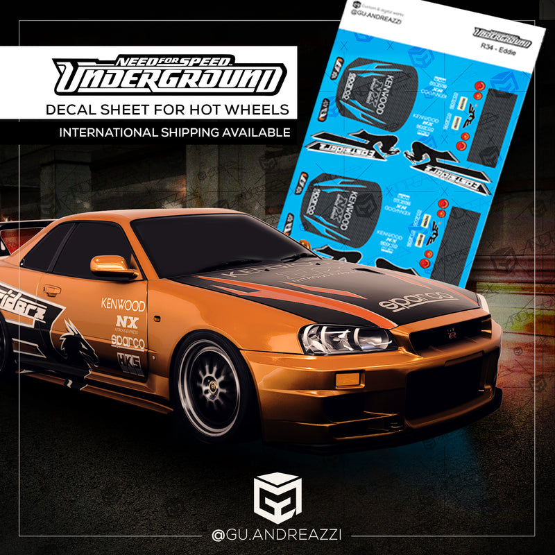 NFS101 - Skyline R34 Eddie NFSU1 - Decal 1/64