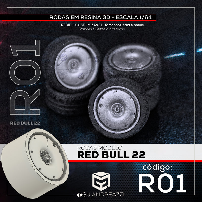 R01 - Red Bull 2022 - Rodas 3D  para 1/64