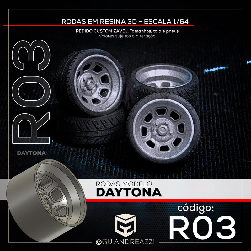 R03 - Daytona - Rodas 3D  para 1/64